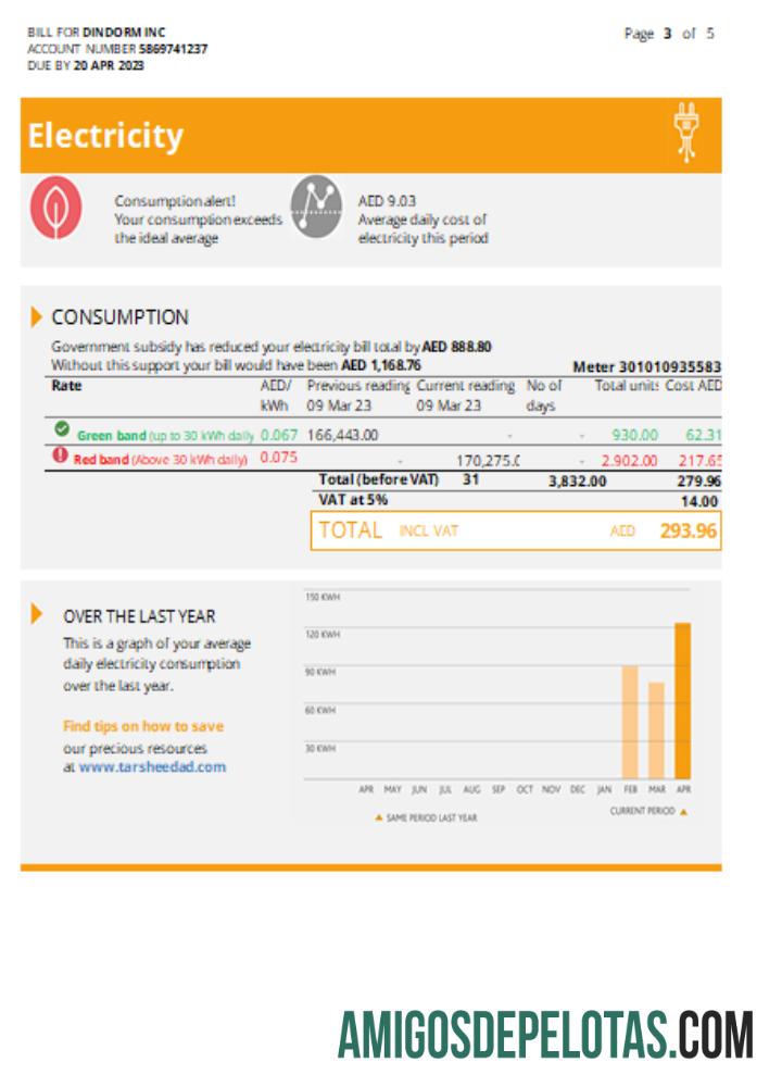 Projeto de lei de serviços públicos da empresa de distribuição de Al Ain, página 3, SCR amostra